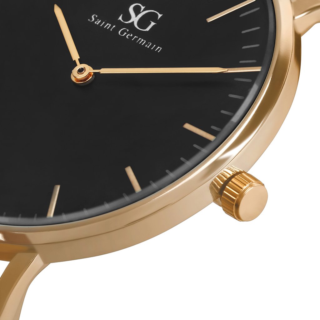 Relógio Minimalista Preto Pulseira De Couro Murray Black Rosé Gold 40mm Preto 2