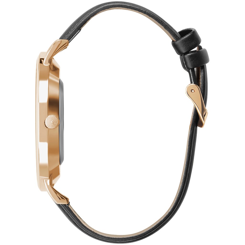 Relógio Minimalista Preto Pulseira De Couro Murray Black Rosé Gold 40mm Preto 3