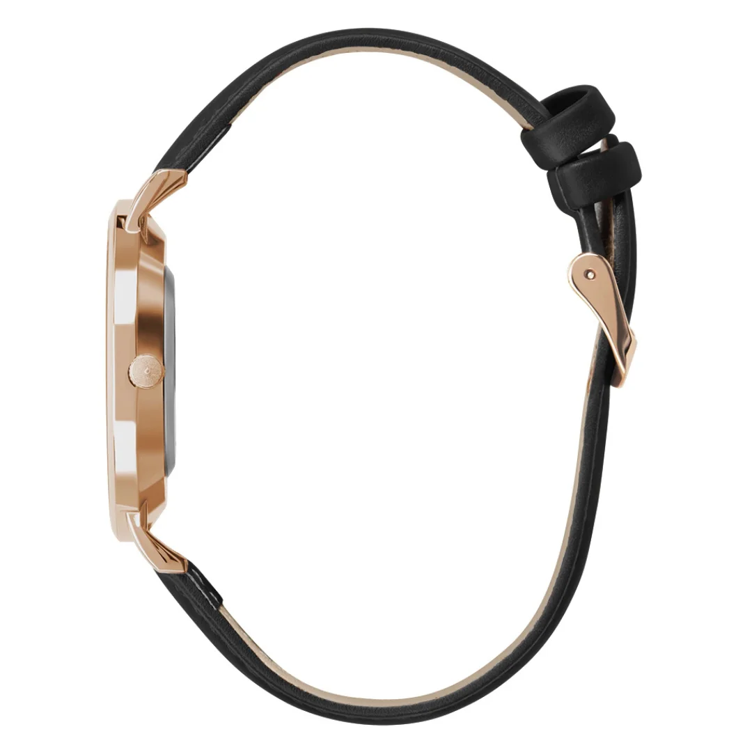 Relógio Analógico Feminino Preto Pulseira De Couro Murray Black Rosé Gold 32mm Preto 3