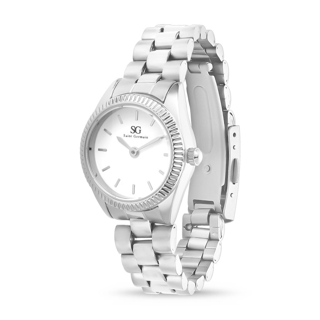 Relógio Feminino Celeste Silver Mini Prata com Bisel Canelado Prata 3