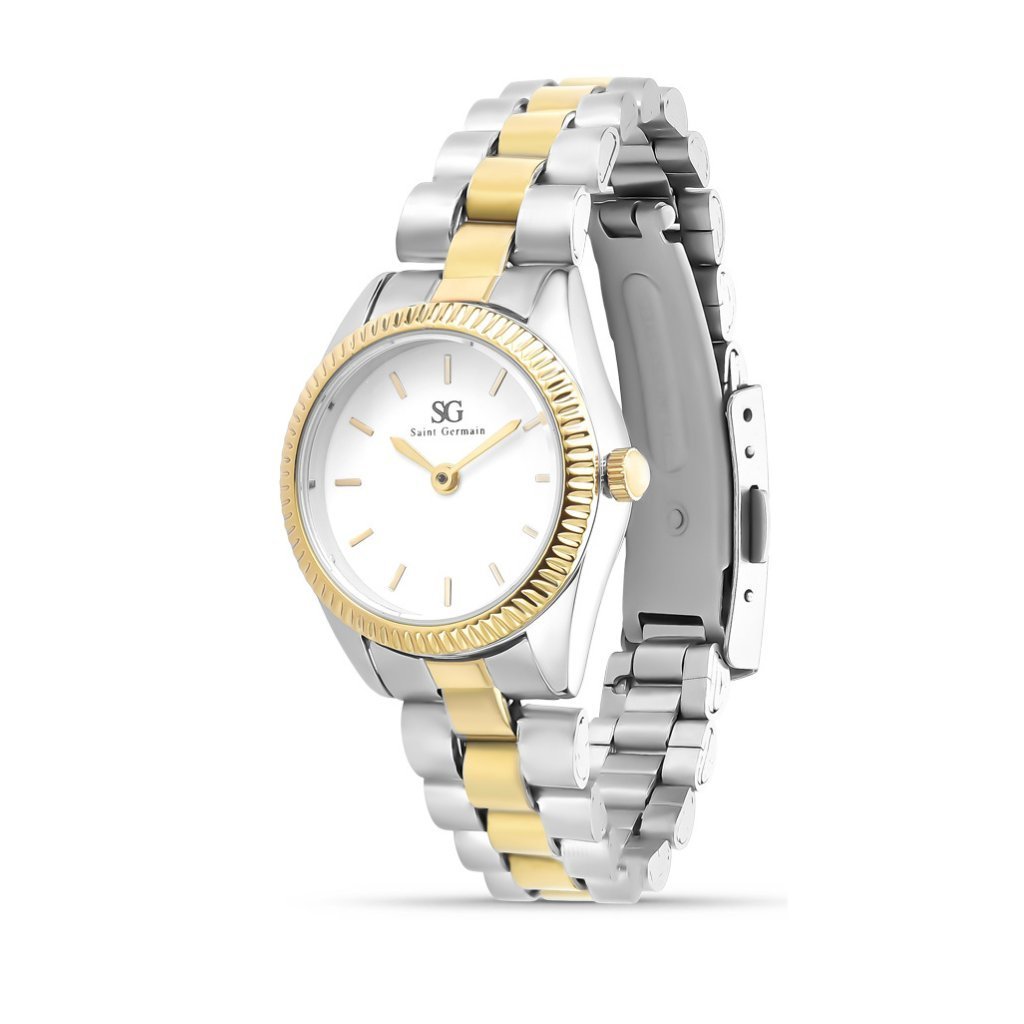 Relógio Feminino Celeste Bicolor Mini Prata e Dourado com Bisel Canelado4 Prata 2