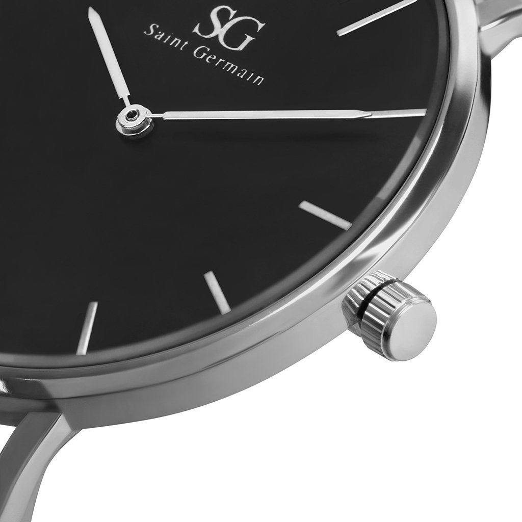 Relógio Minimalista Pulseira Prata Harlem Black Silver 40mm Prata 2