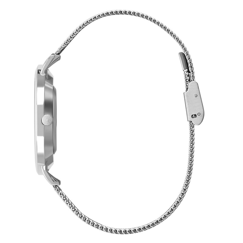Relógio Minimalista Pulseira Prata Harlem Black Silver 40mm Prata 3