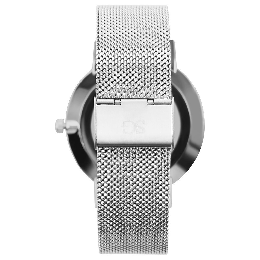 Relógio Minimalista Pulseira Prata Harlem Black Silver 40mm Prata 4