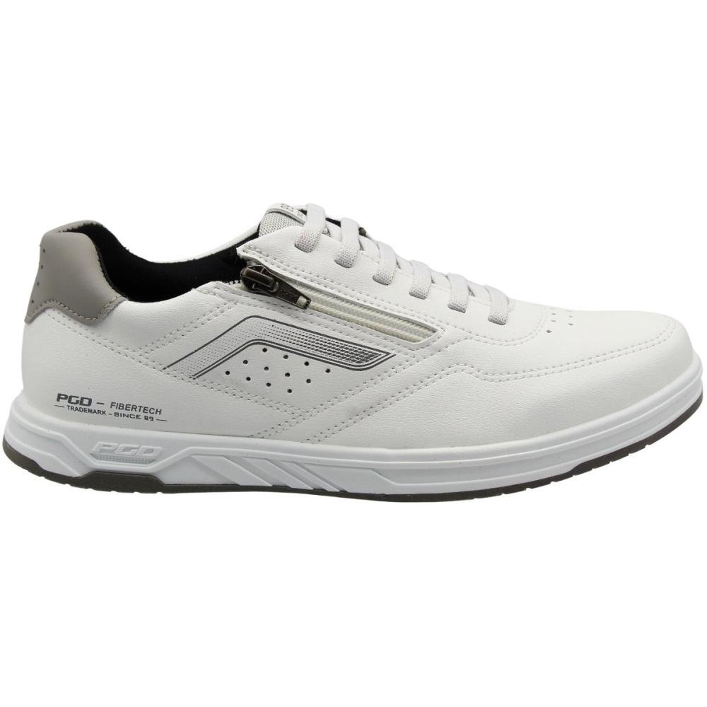 Sapatênis Pegada Microfibra Zíper Lateral Fibertech Masculino Branco