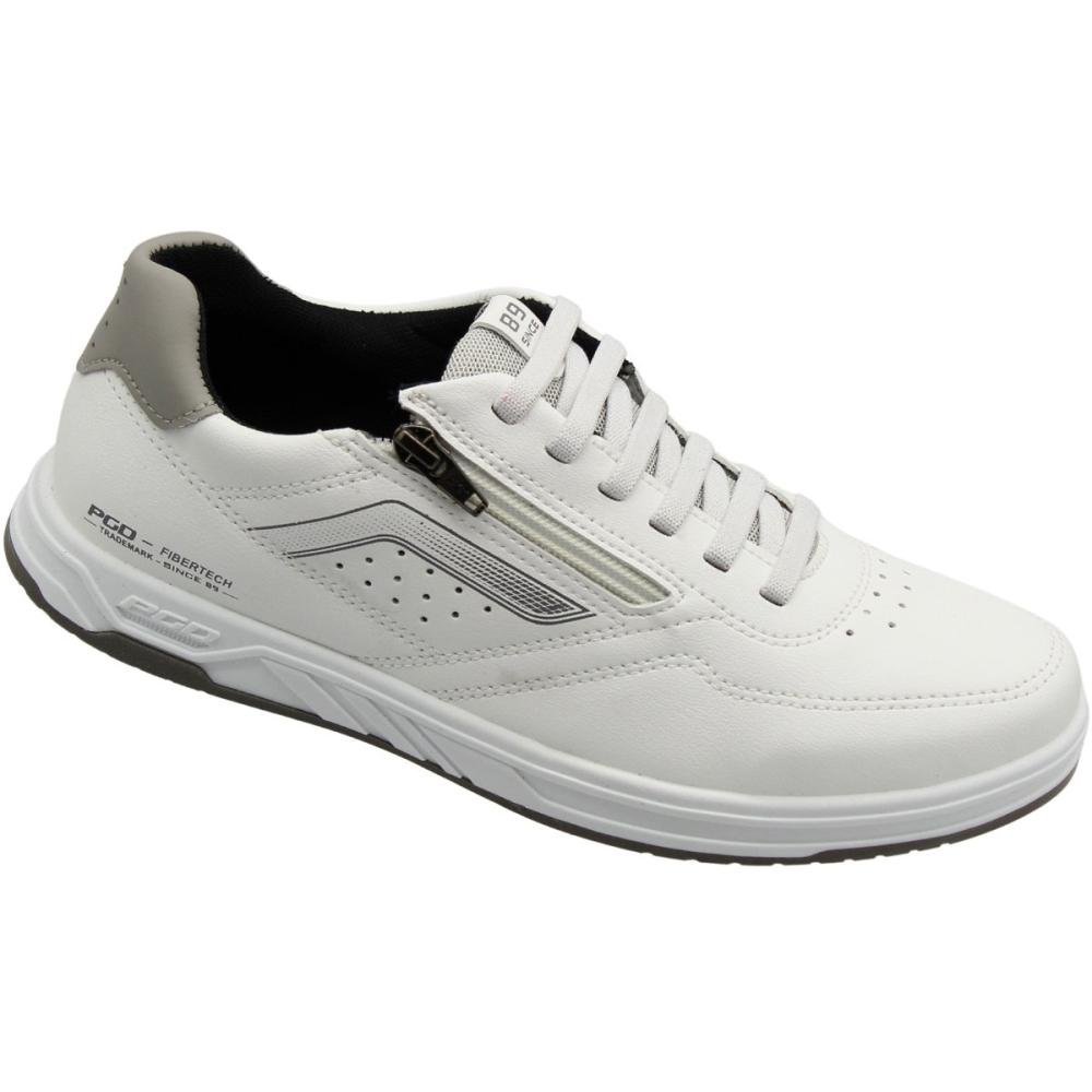 Sapatênis Pegada Microfibra Zíper Lateral Fibertech Masculino Branco 3