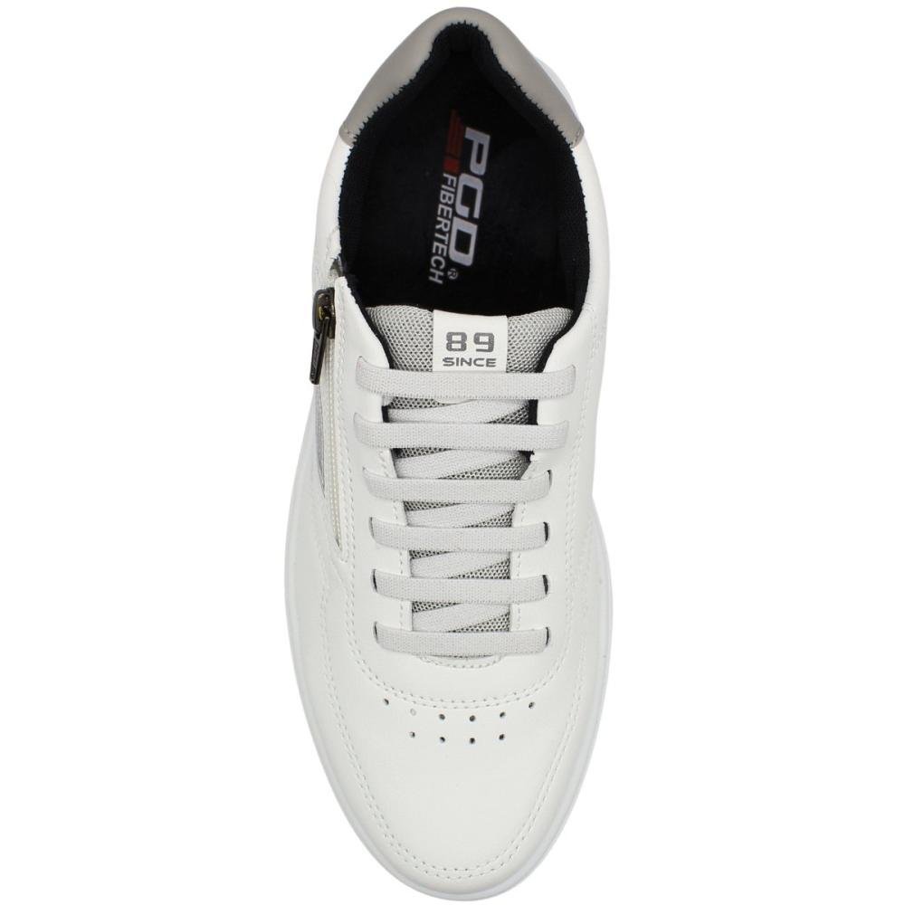 Sapatênis Pegada Microfibra Zíper Lateral Fibertech Masculino Branco 4