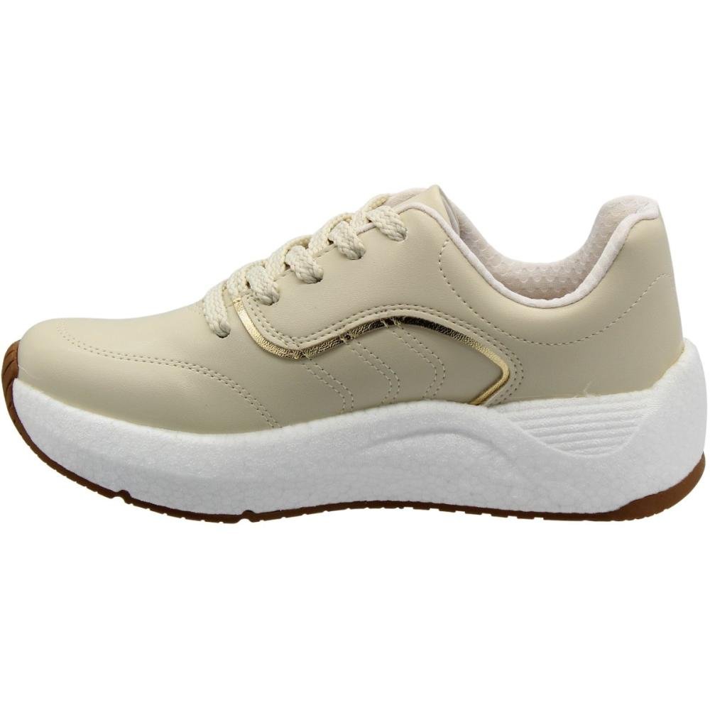Tênis Casual Beira Rio Acolchoado Napa Turim Feminino Bege 2