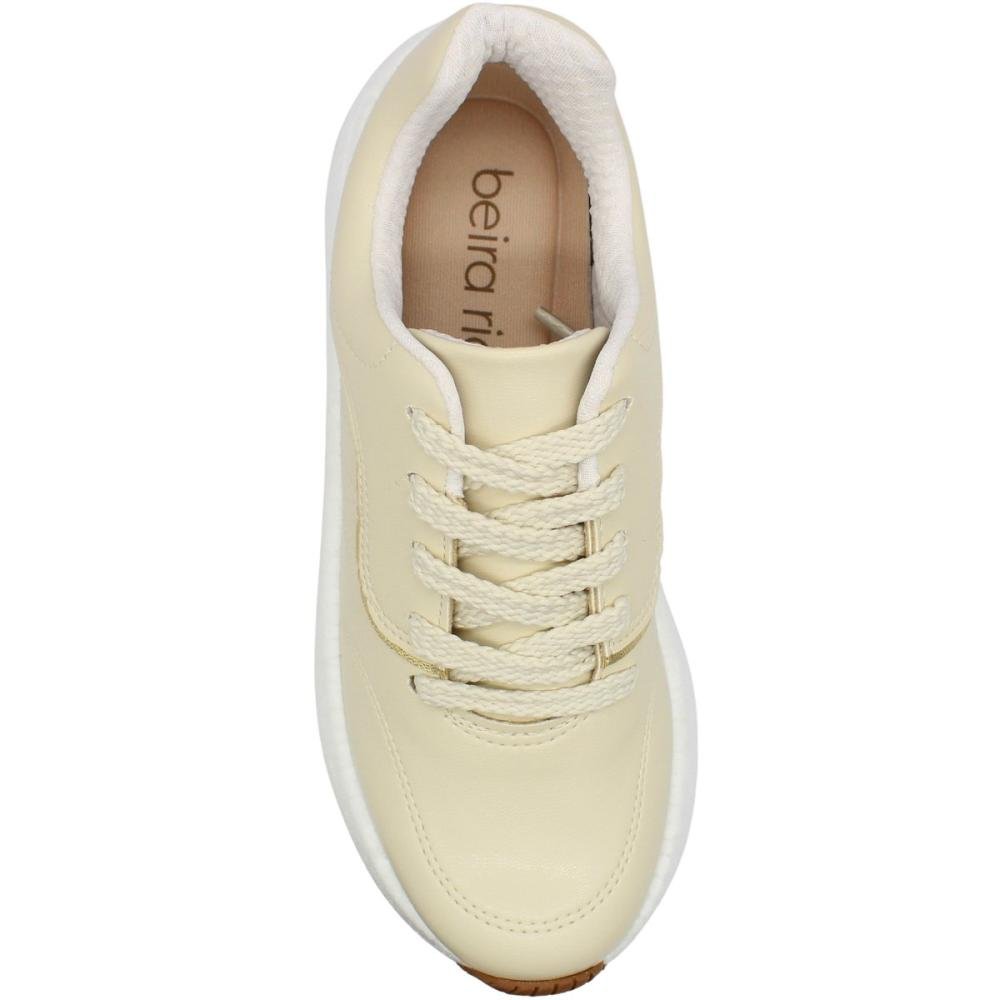 Tênis Casual Beira Rio Acolchoado Napa Turim Feminino Bege 4