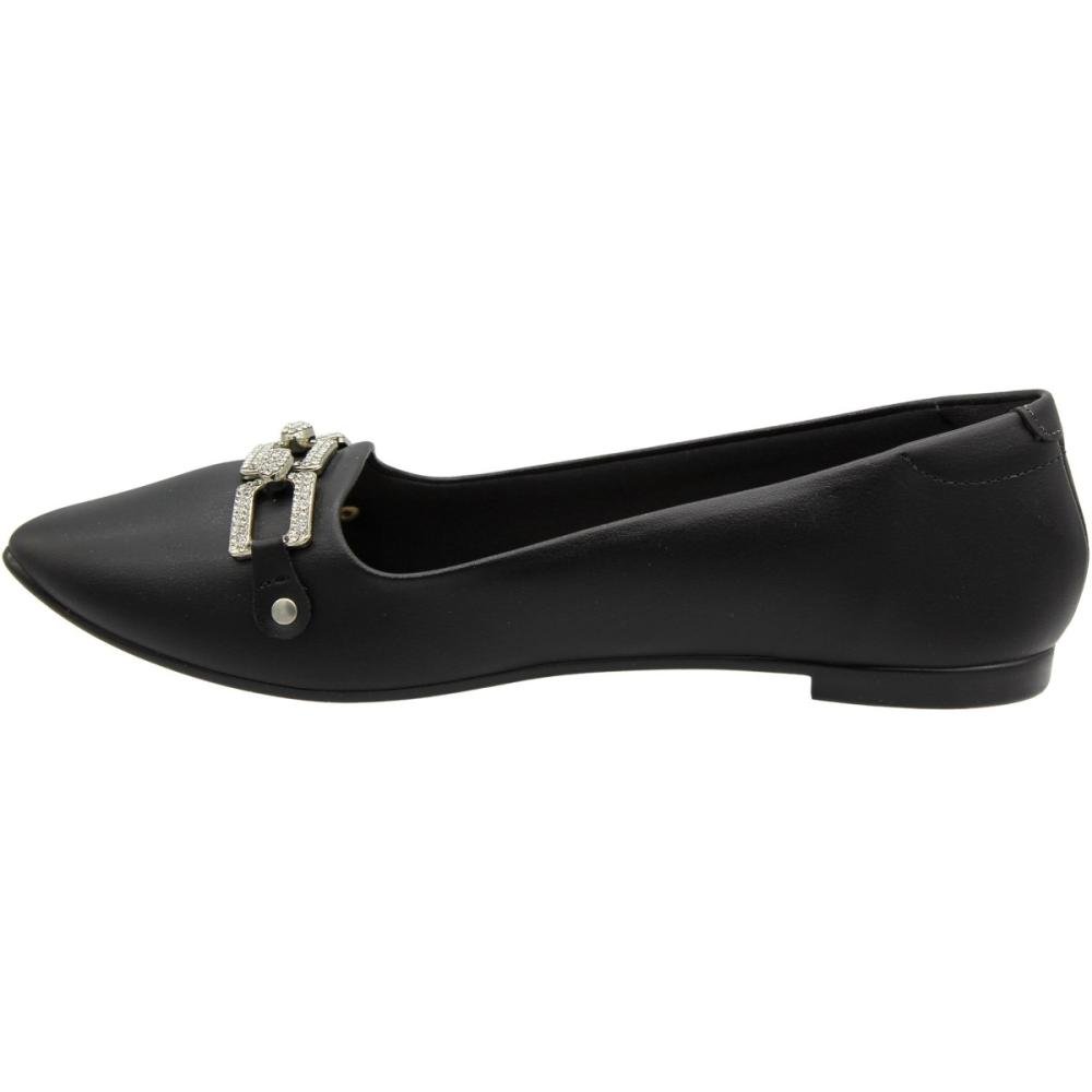 Sapatilha Moleca Napa Sardanha Adorno Cravejado Feminina Preto 2