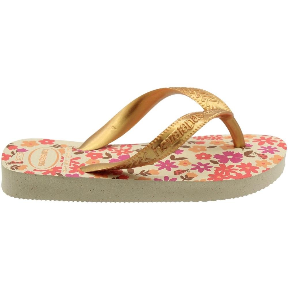Chinelo Infantil Havaianas Kids Flores Feminino  Dourado 2