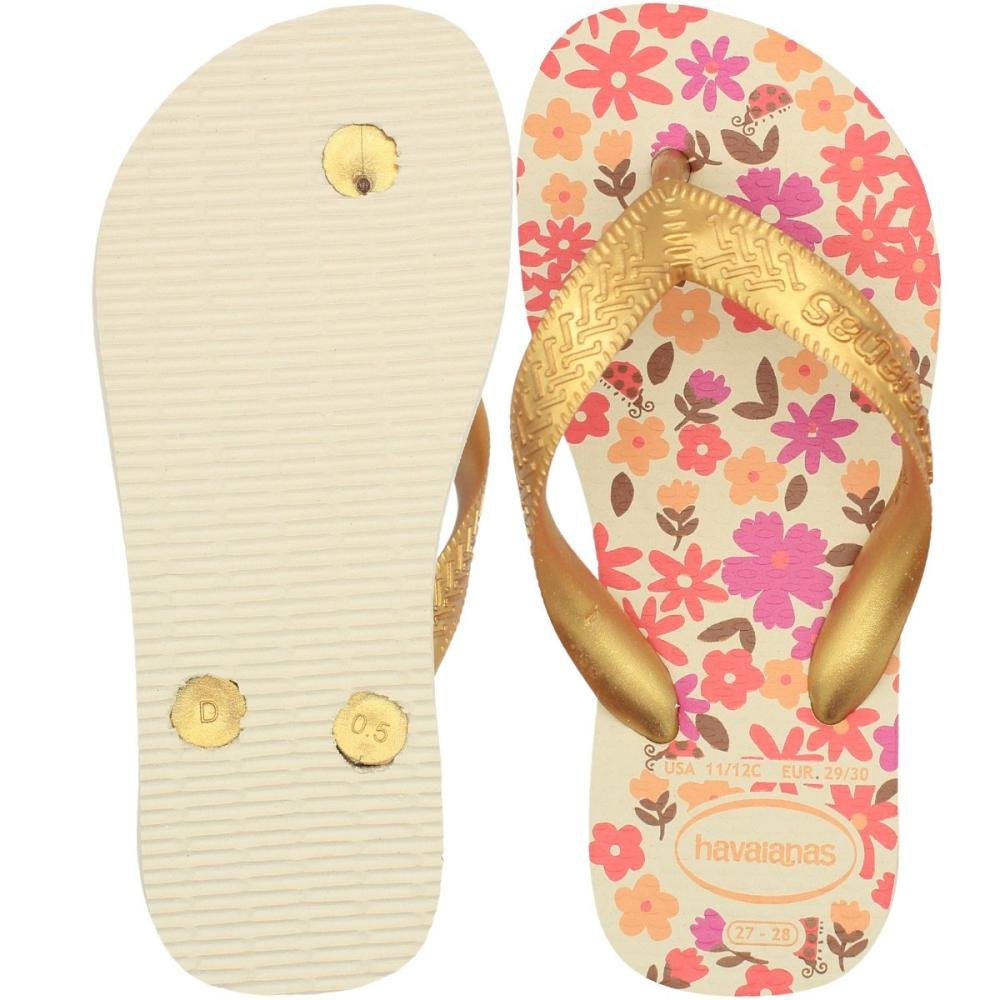 Chinelo Infantil Havaianas Kids Flores Feminino  Dourado 3