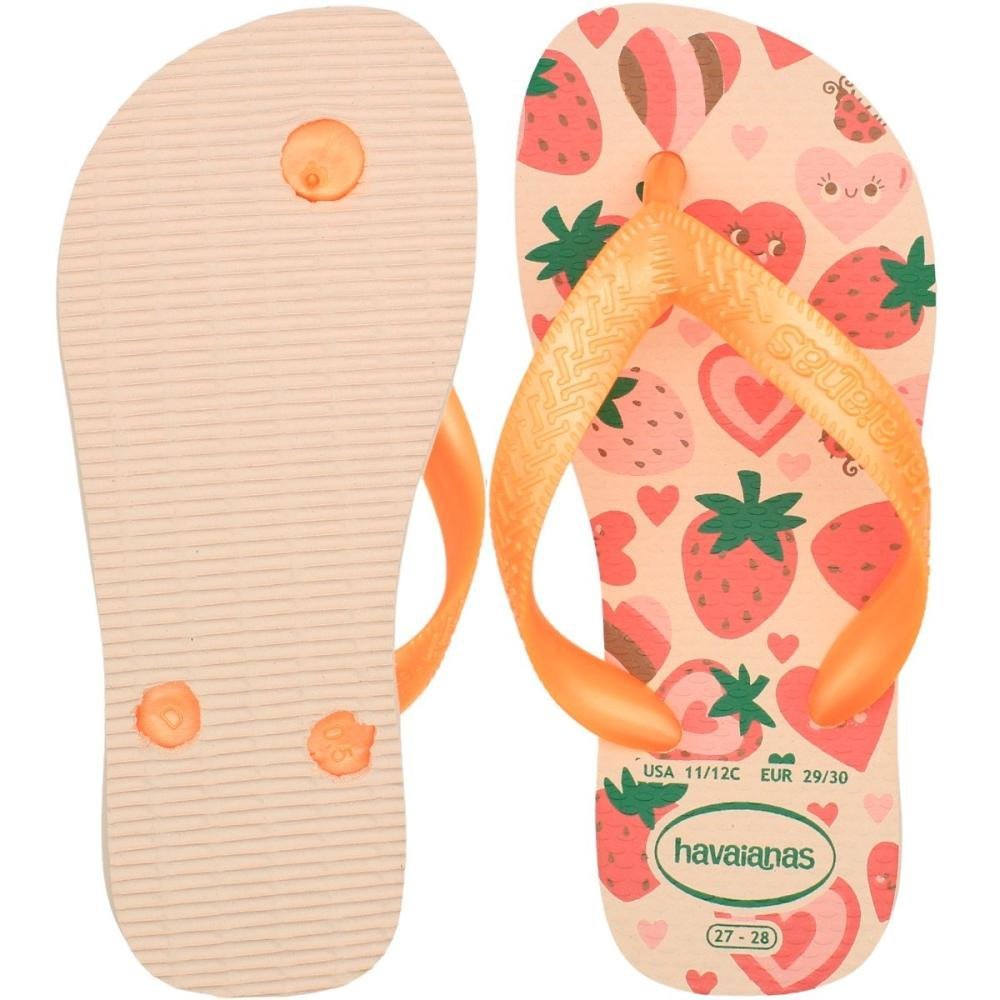 Chinelo Infantil Havaianas Kids Flores Feminino  Laranja 3