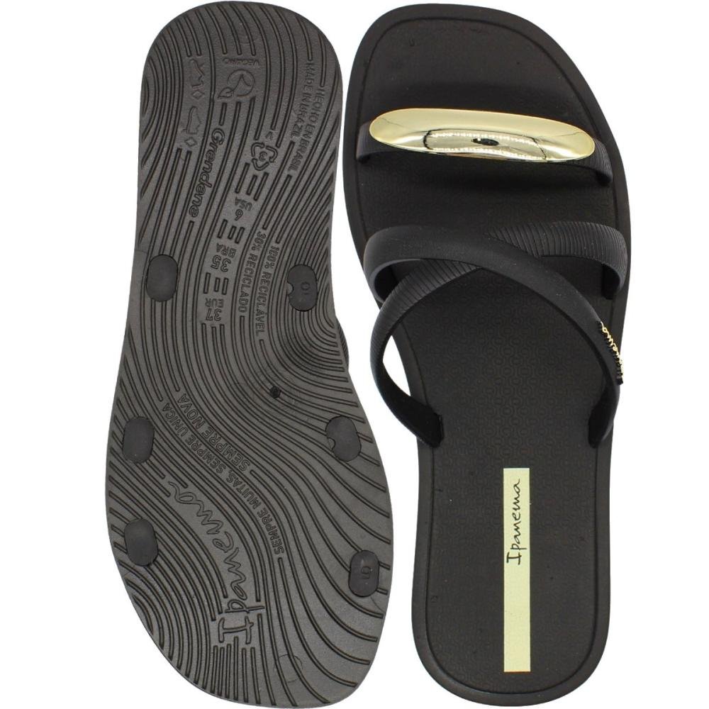 Chinelo Slide Ipanema Metal Chic Tiras Cruzadas Feminino Preto 3