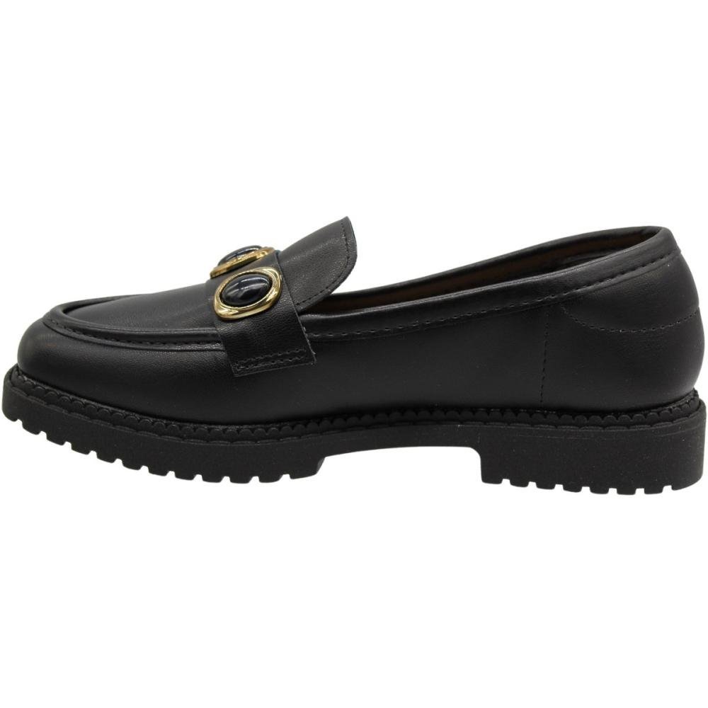 Sapatilha Mocassim Moleca Tira Com Pliques Em Pedras Feminina Preto 2
