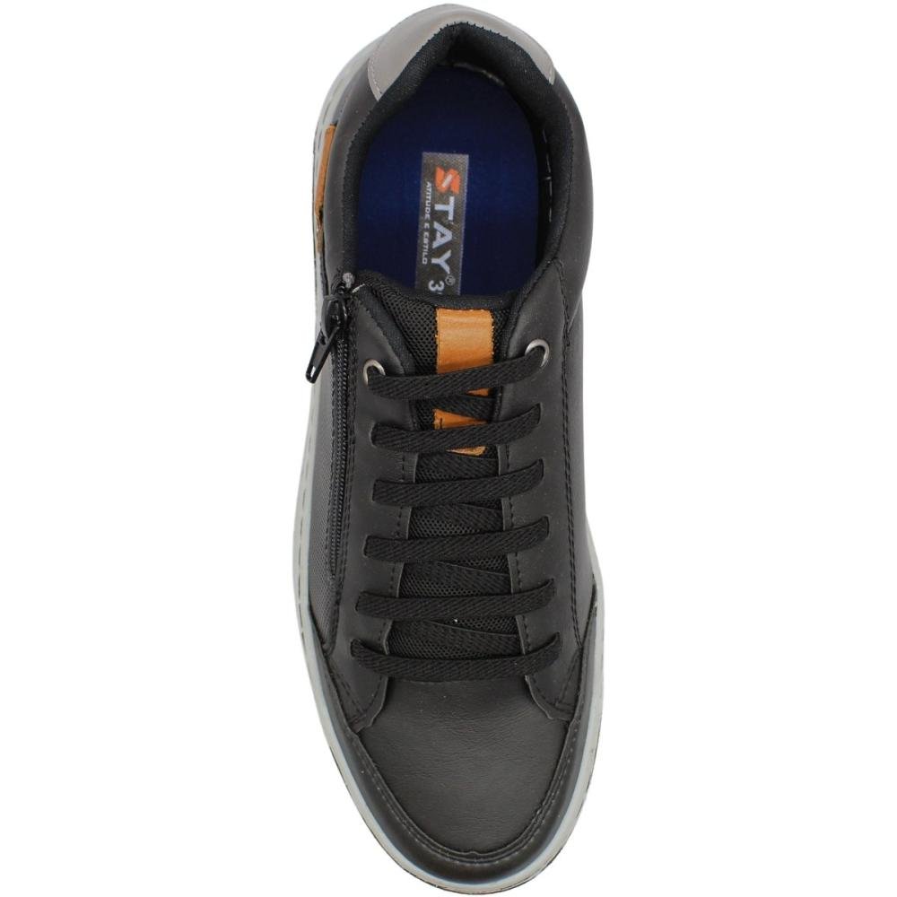 Sapatênis Stay Play Cadarço Elástico Zíper Lateral Masculino Preto 4