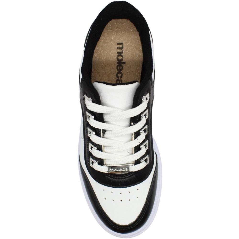 Tênis Casual Moleca Atacadores Metalizados Acolchoado Feminino Branco/Preto 4