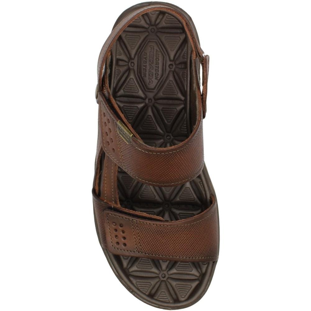 Sandália Pegada Salto Vazado Tiras Autocolantes Masculina Marrom 4