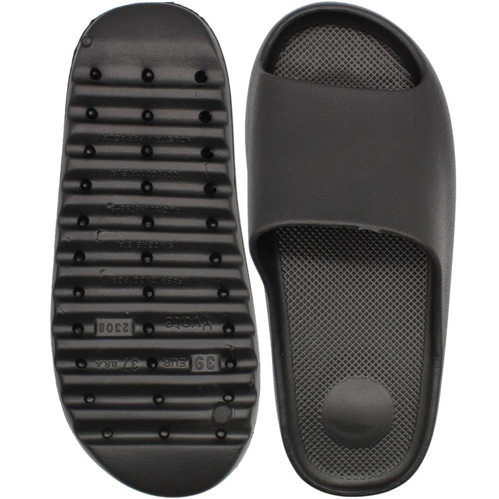 Chinelo Slide Yvate Palmilha Texturizada Tira Macia Feminino Preto 3