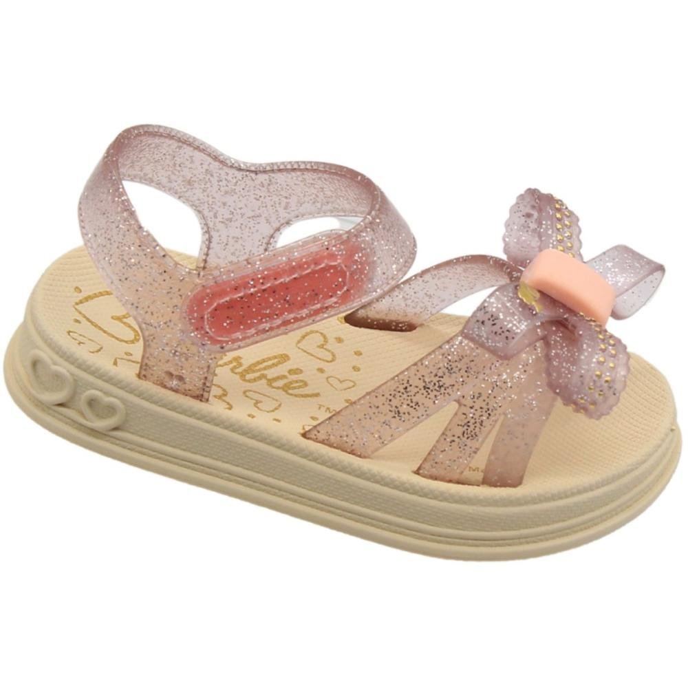 Sandália Infantil Baby Grendene Soft Pink Laço com Glitter Menina Transparente 2