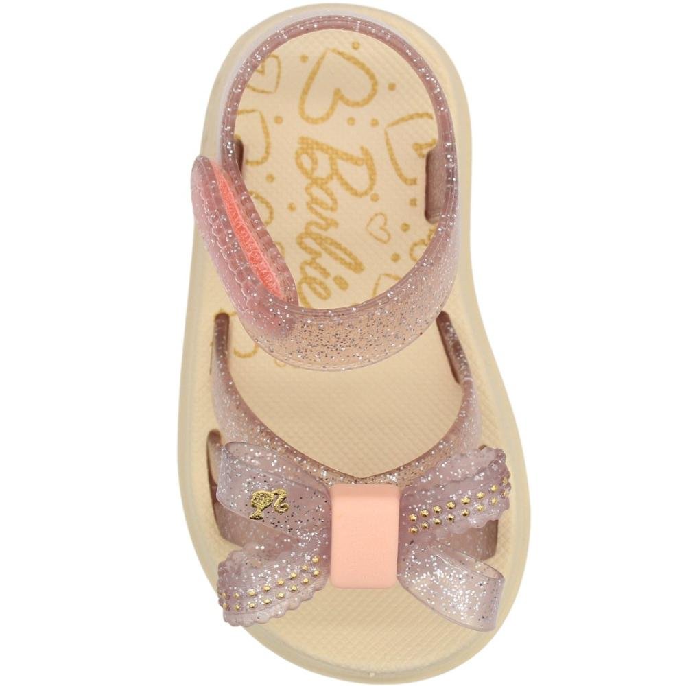 Sandália Infantil Baby Grendene Soft Pink Laço com Glitter Menina Transparente 4