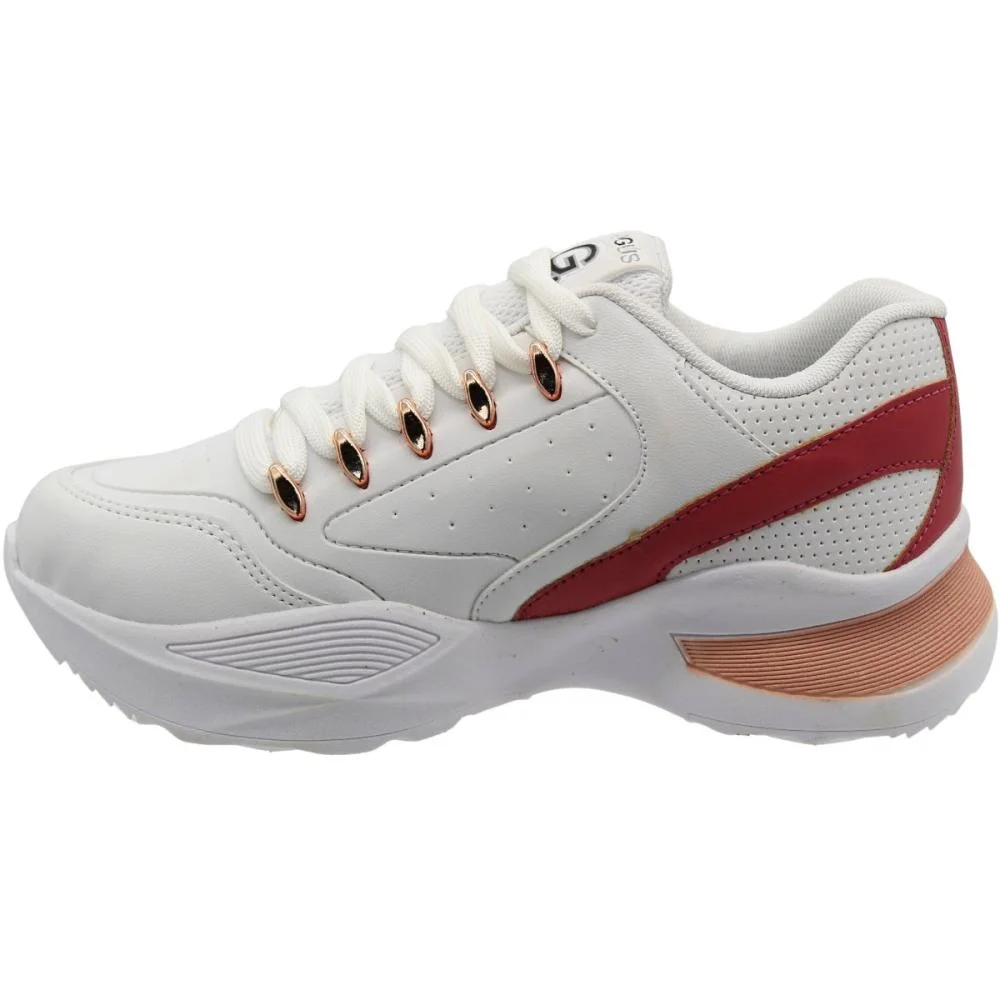 Tênis Casual Chunky Logus Flame Jogging Flatform Robusto Feminino Branco/Vermelho 3
