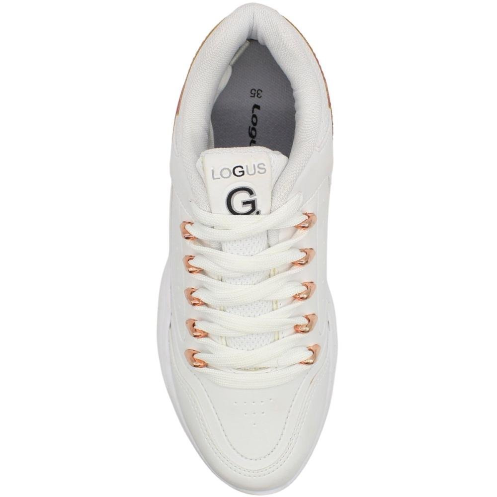 Tênis Casual Chunky Logus Flame Jogging Flatform Robusto Feminino Branco/Vermelho 4