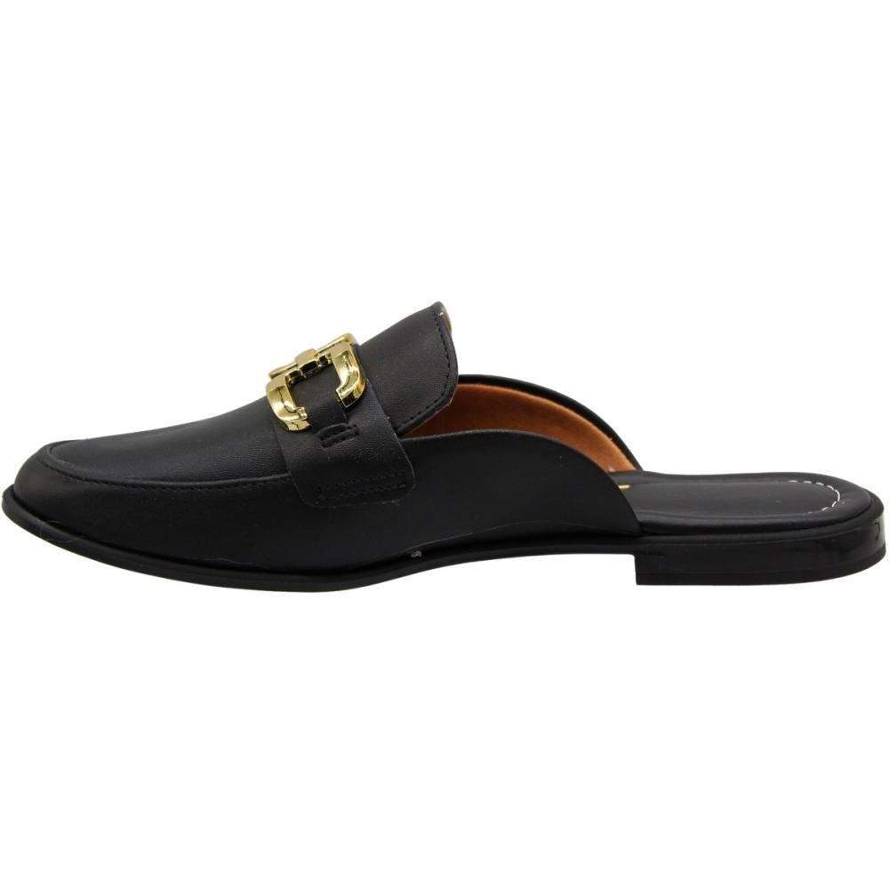 Mule Vizzano Adorno Sofisticado Metalizado Feminino Preto 2