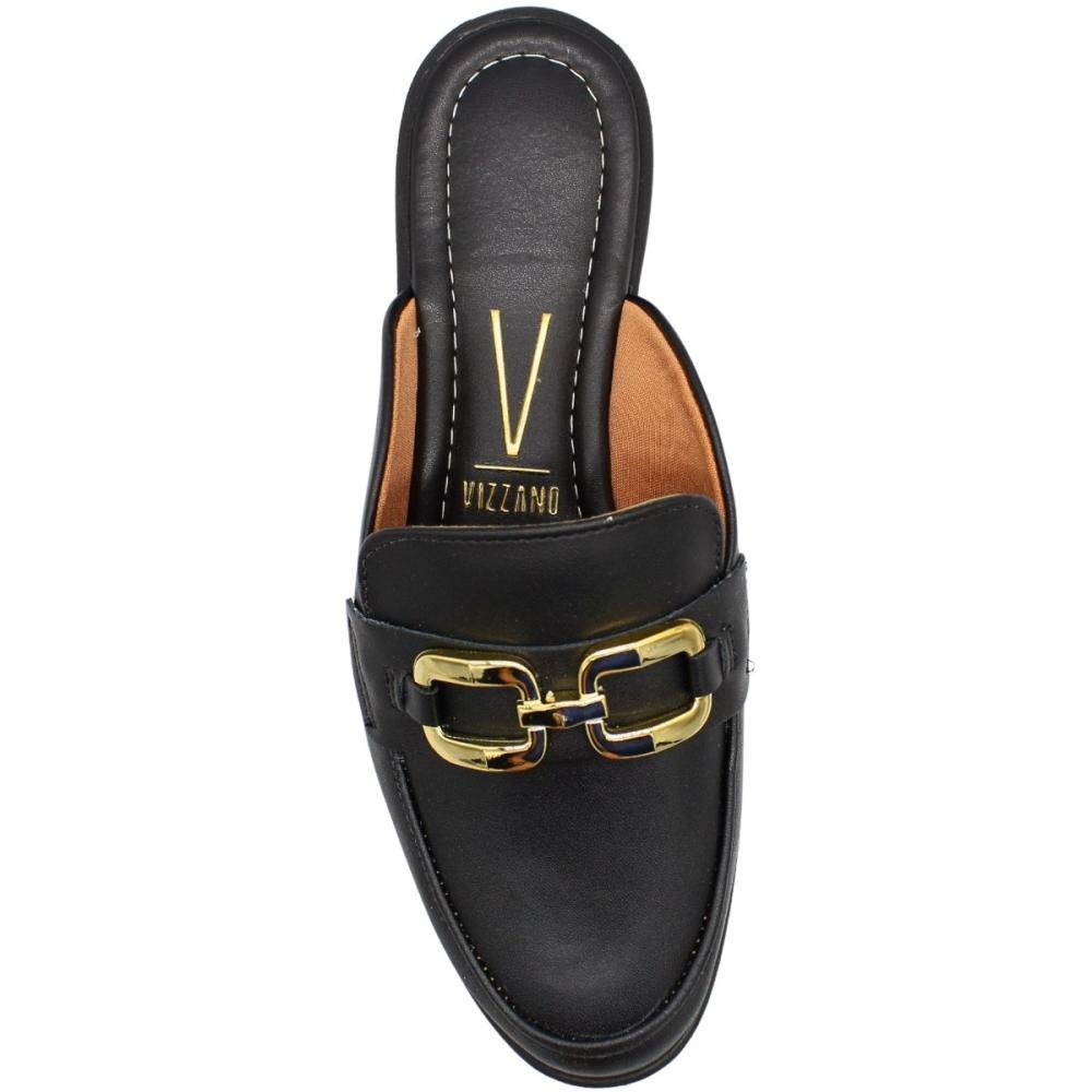 Mule Vizzano Adorno Sofisticado Metalizado Feminino Preto 4