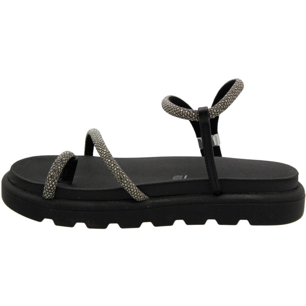 Sandália Papete Vizzano Plataforma Tiras Strass Black Diamond Feminina Preto 2