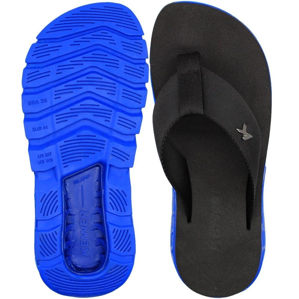 Sandália De Dedo Kenner Rakka U1 Salto Vazado Confortável Masculina Preto/Azul 3
