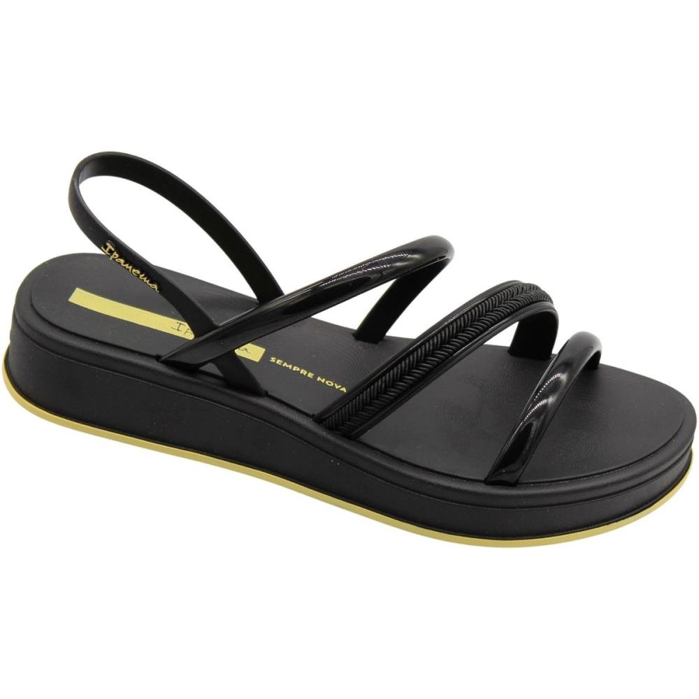 Sandália Plataforma Ipanema Glow Up Tira Tramada Feminina Preto 3