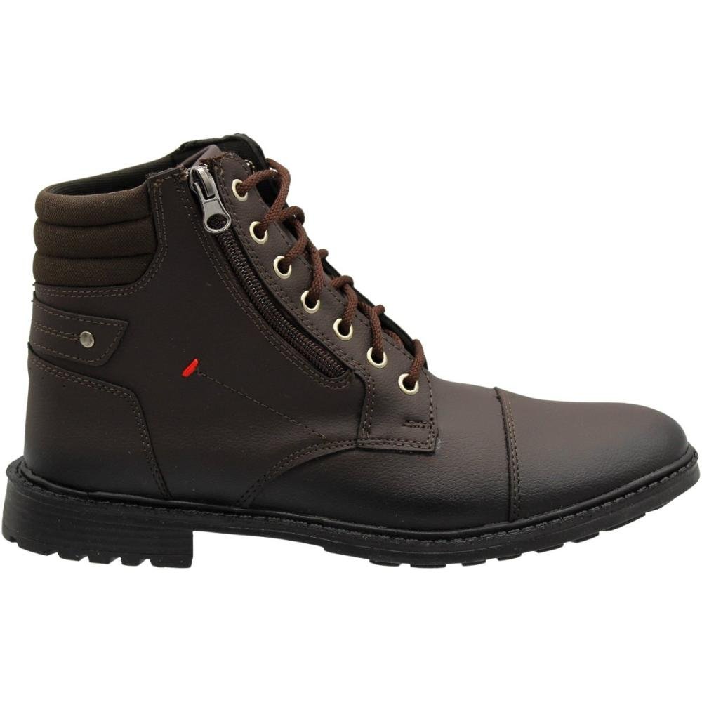 Bota Casual Code PDM Resistente Zíper Masculina Marrom/Preto