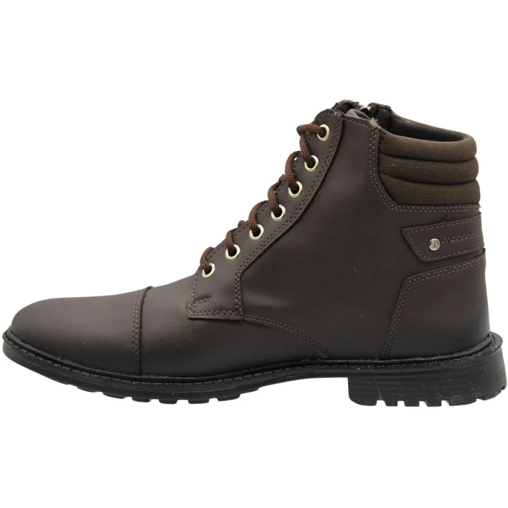 Bota Casual Code PDM Resistente Zíper Masculina Marrom/Preto 2