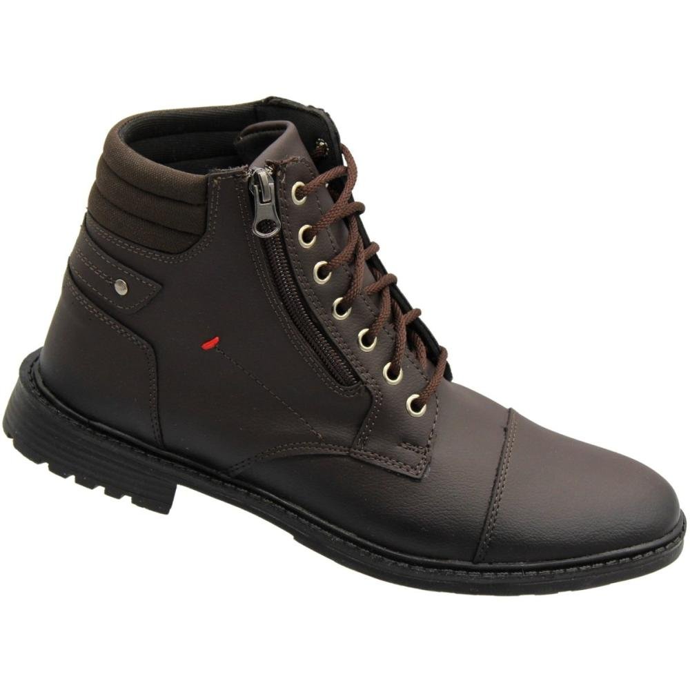 Bota Casual Code PDM Resistente Zíper Masculina Marrom/Preto 3