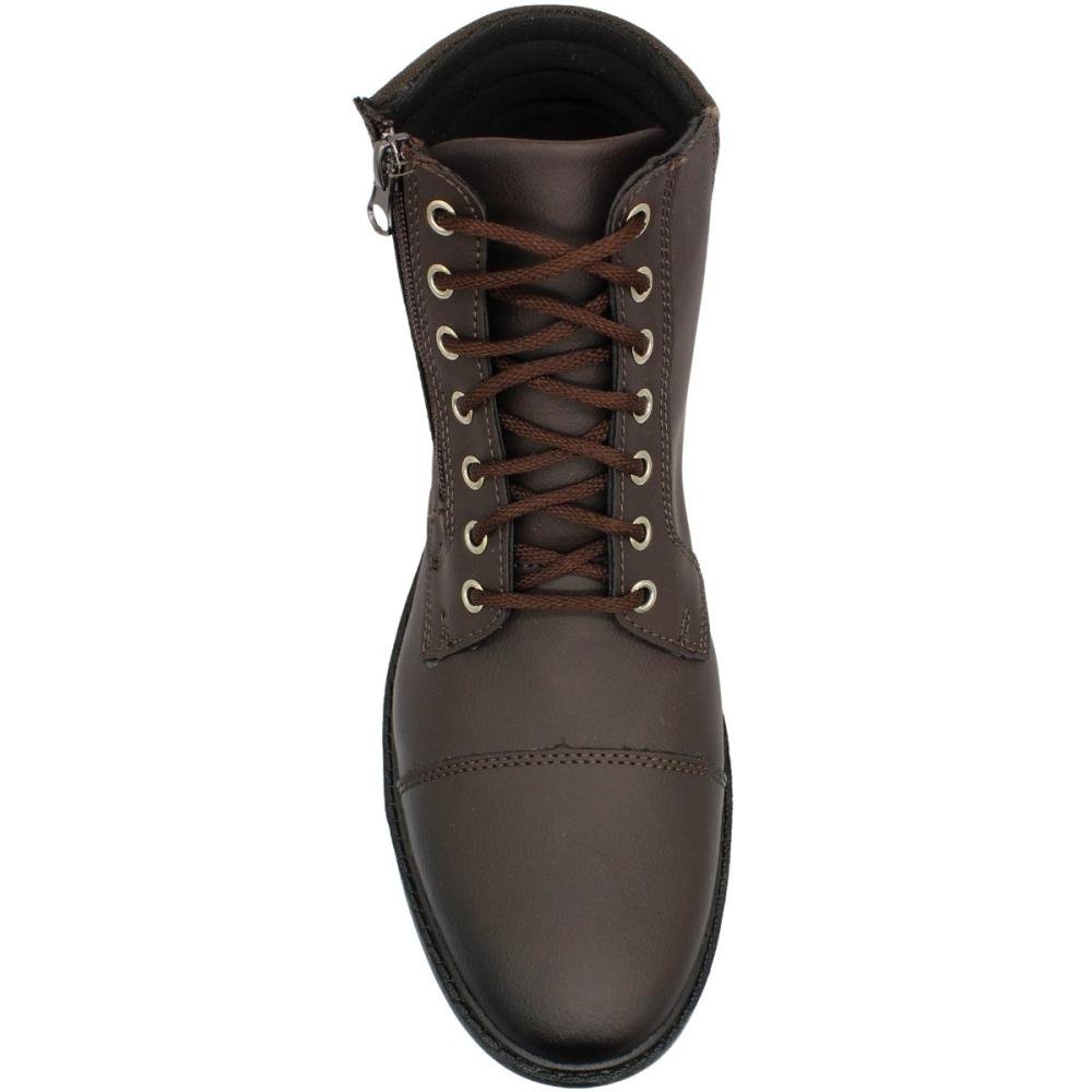 Bota Casual Code PDM Resistente Zíper Masculina Marrom/Preto 4