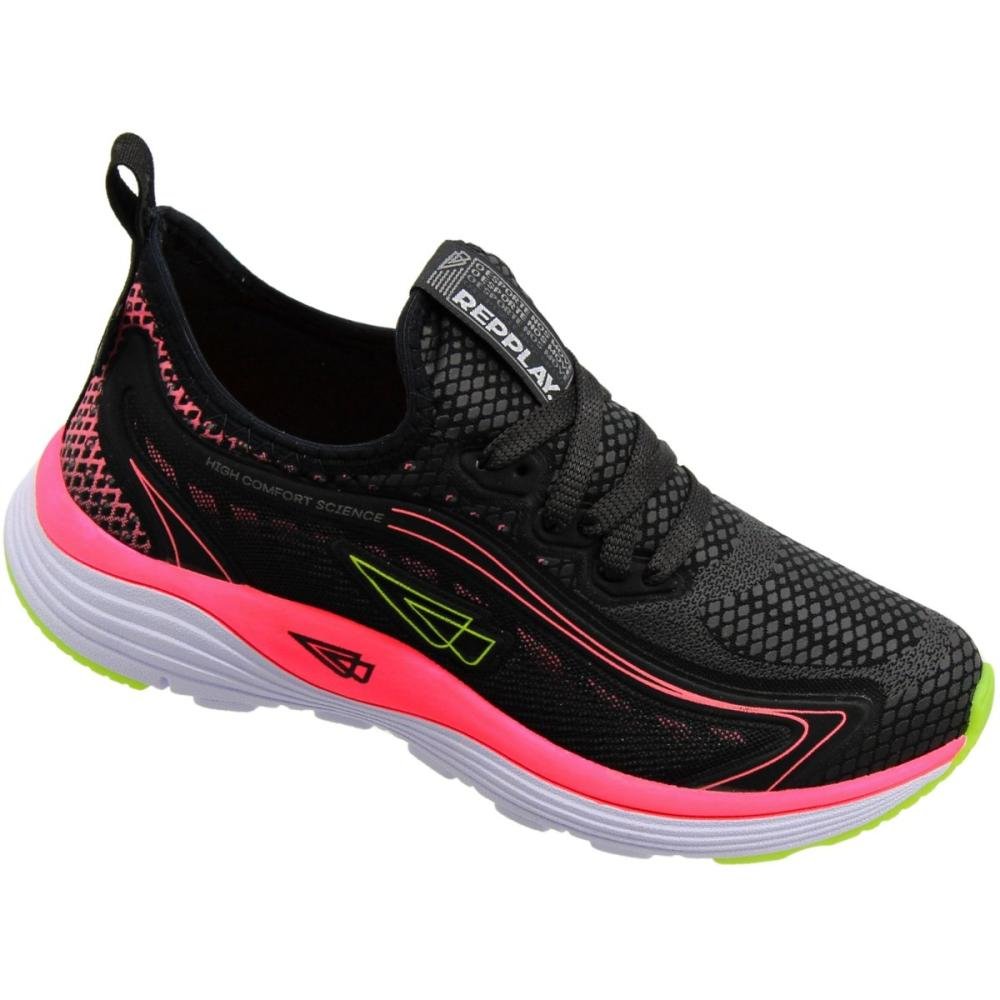 Tênis Esportivo Repplay High Force Science Feminino Preto/Rosa 3