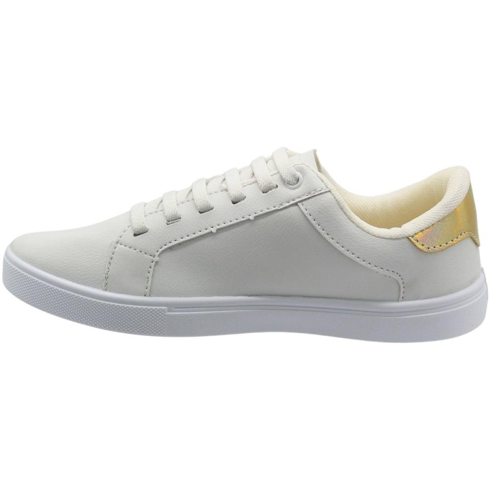 Tênis Casual Mendii Metalizado Cadarço Elástico Feminino Branco 2