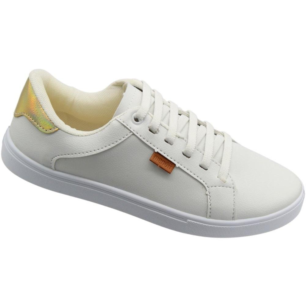 Tênis Casual Mendii Metalizado Cadarço Elástico Feminino Branco 3