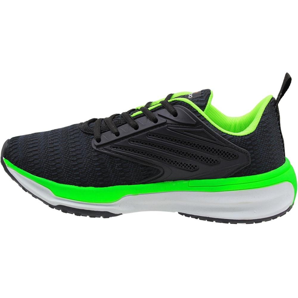 Tênis Esportivo Box 200 Confortável Corrida Masculino Preto/Verde 2