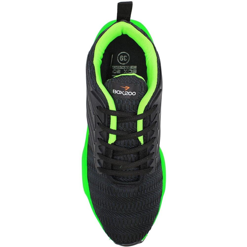 Tênis Esportivo Box 200 Confortável Corrida Masculino Preto/Verde 4