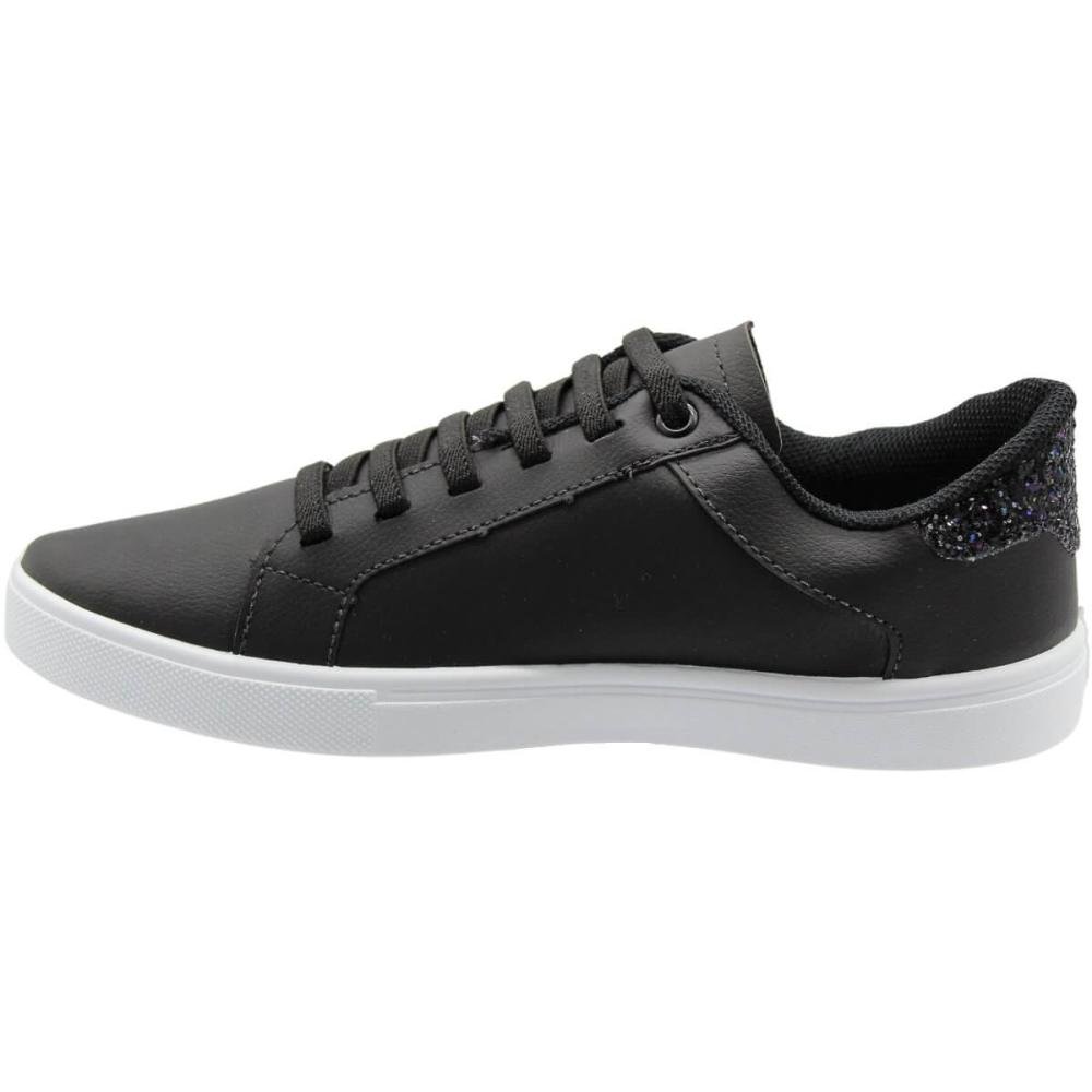 Tênis Feminino Casual Mendii Glitter Elástico Casual Preto 2