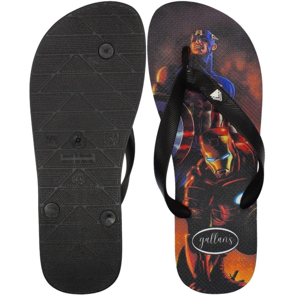 Chinelo De Dedo Gallan's Impressão Masculino Preto/Vermelho 3