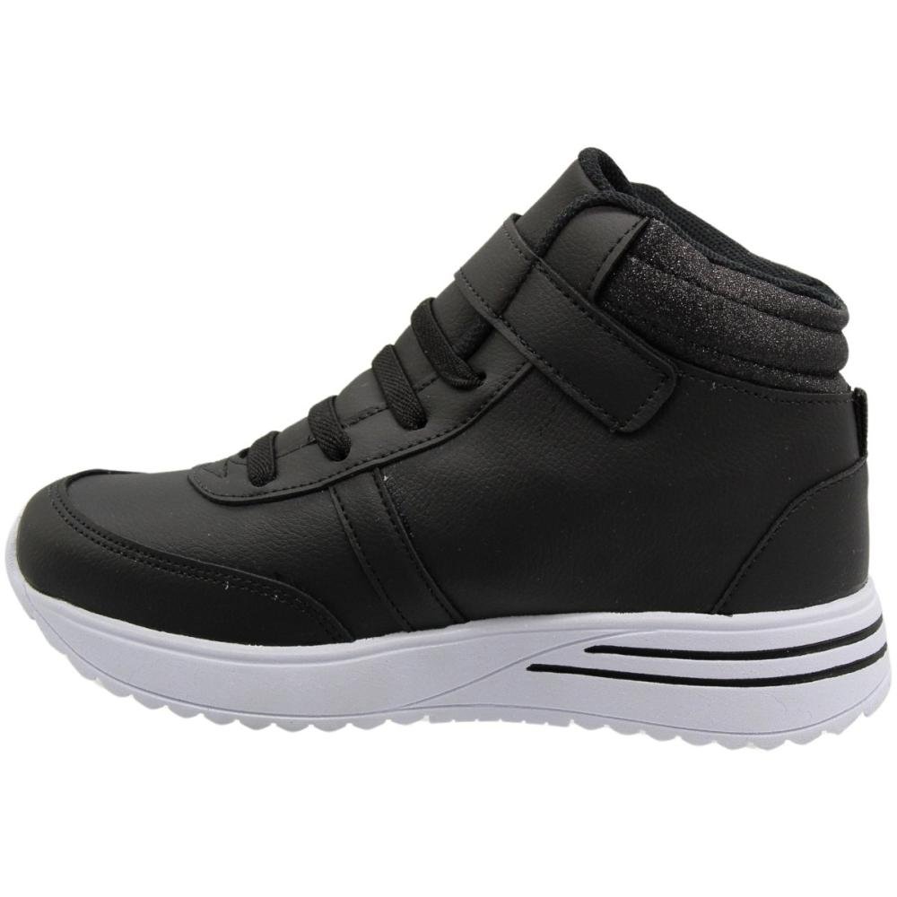 Tênis Infantil Club Happy Cano Alto Glitter Menina Preto 2