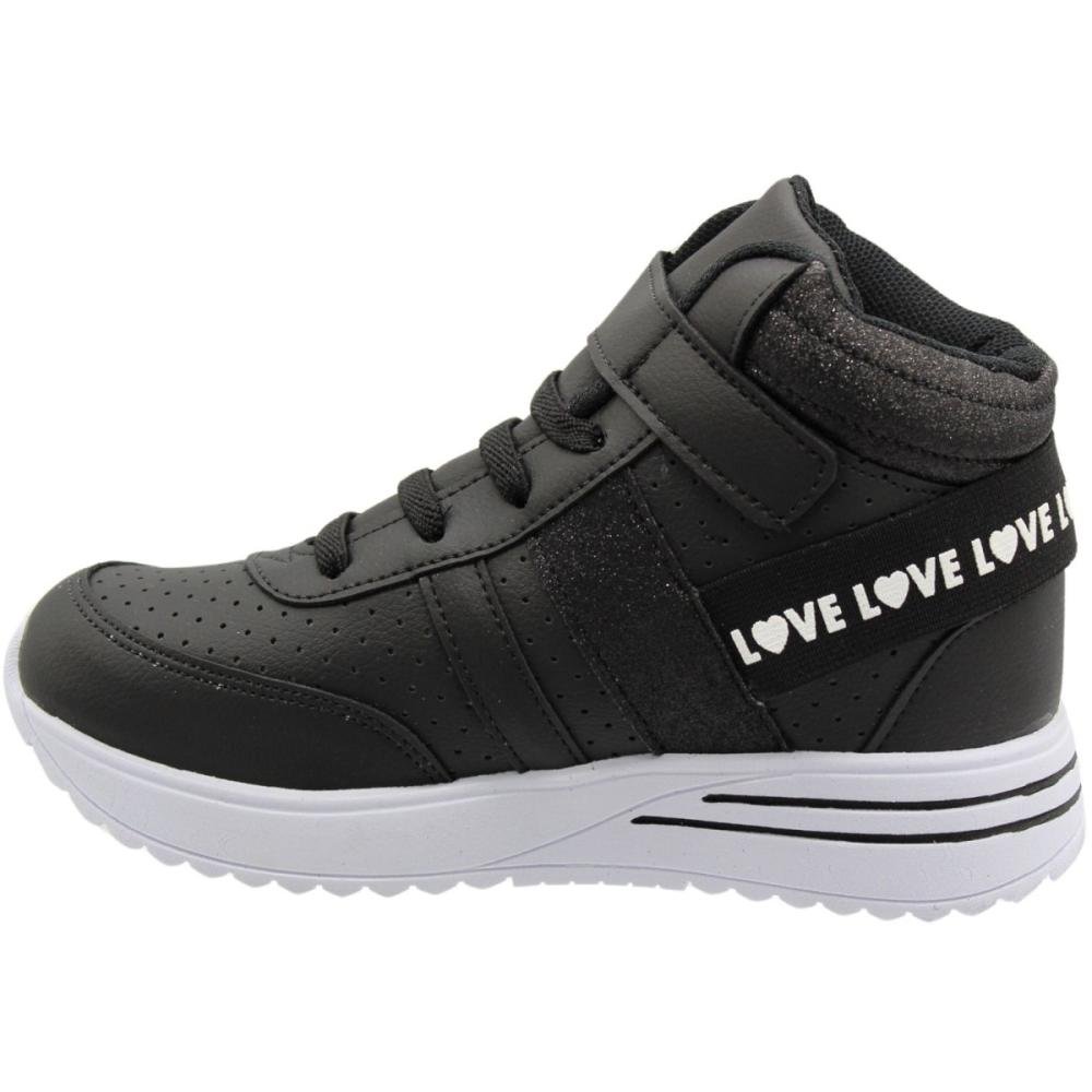 Tênis Infantil Club Happy Cano Alto Glitter Menina Preto/Branco 2