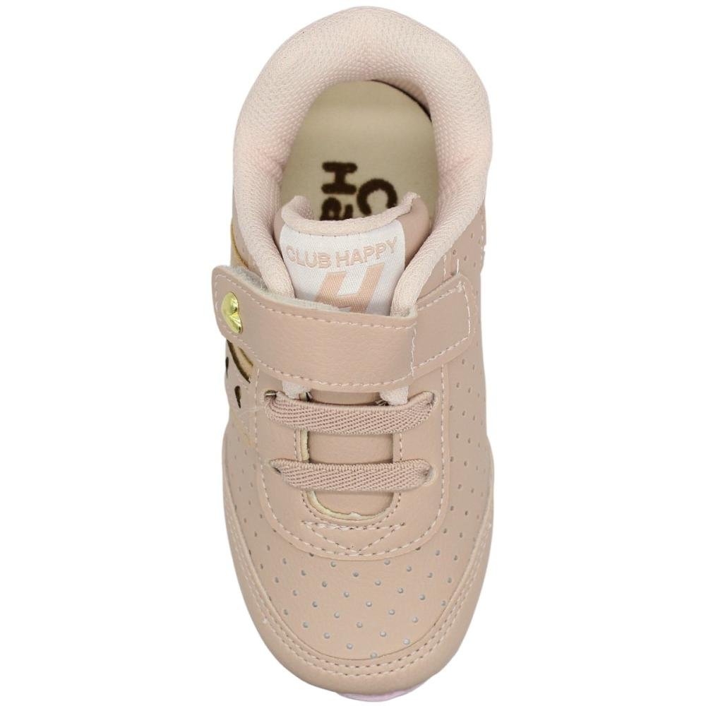 Tênis Infantil Club Happy Jogging Menina Bege 4