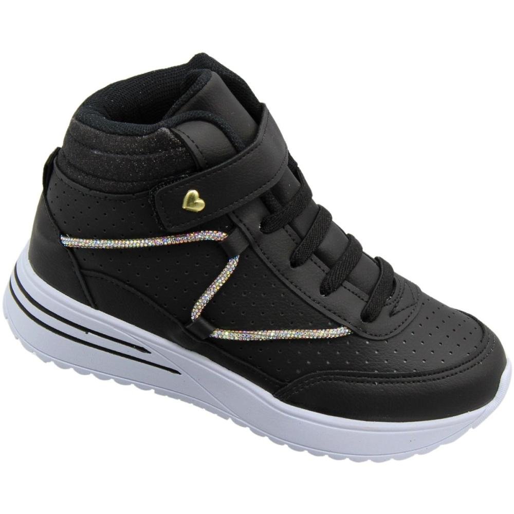 Tênis Infantil Club Happy Cano Alto Menina Preto 3