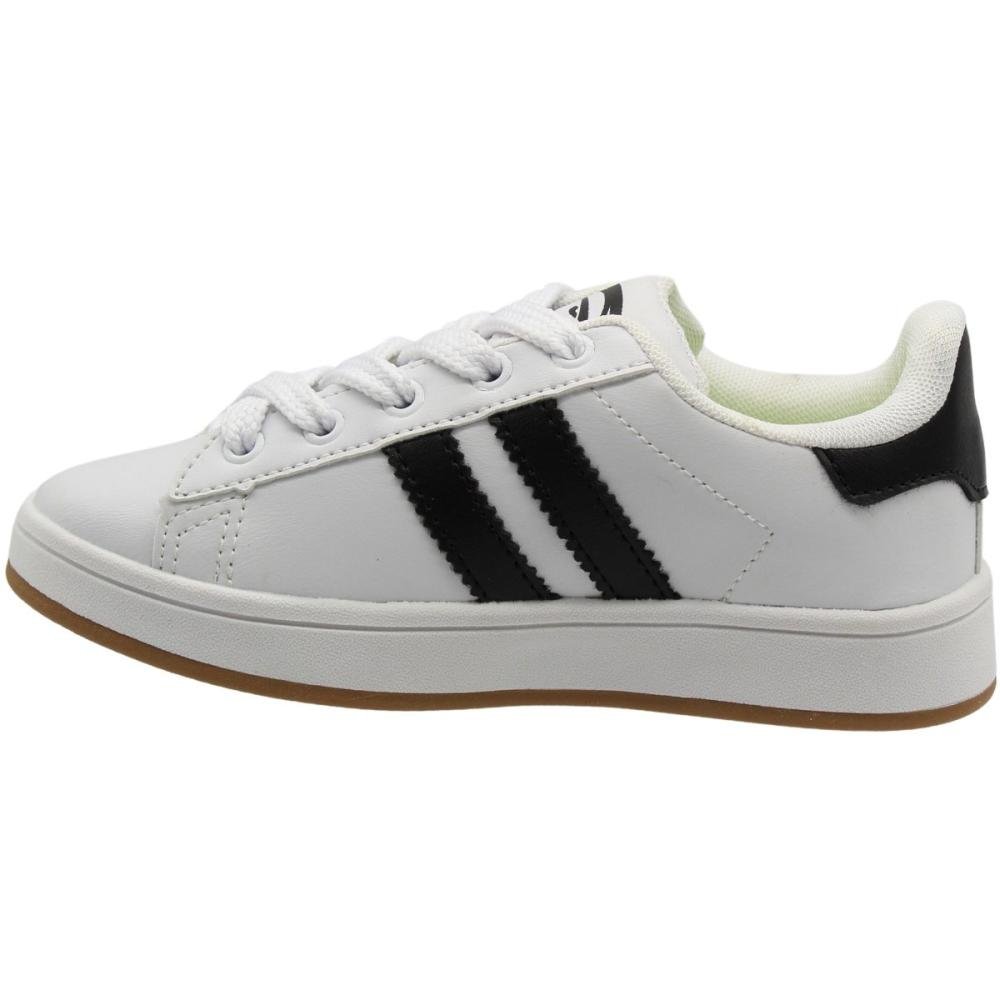 Tênis Casual Juvenil Gibizinho Listras Confortável Menino Branco 2