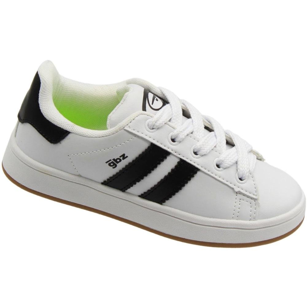 Tênis Casual Juvenil Gibizinho Listras Confortável Menino Branco 3