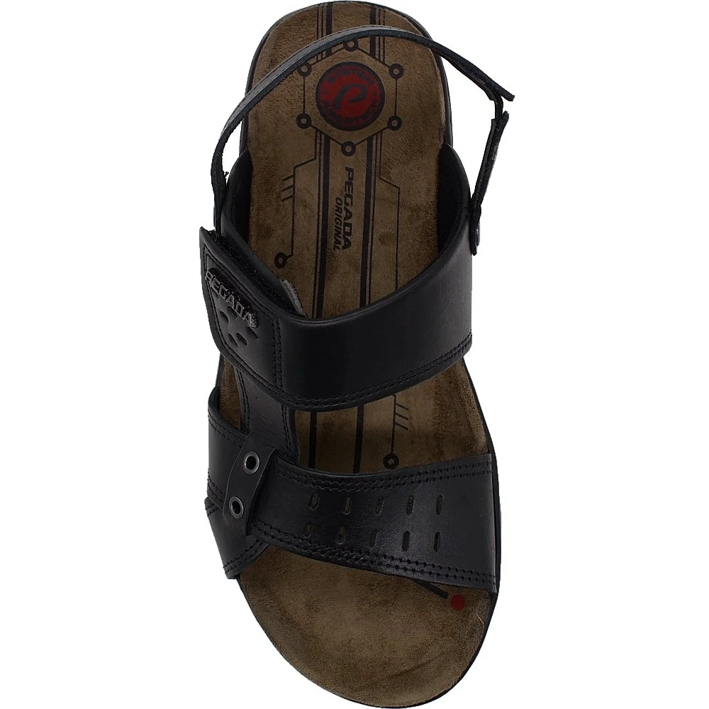 Sandália Masculina Pegada Couro Tira Versátil Amortech Trekking Preto 4